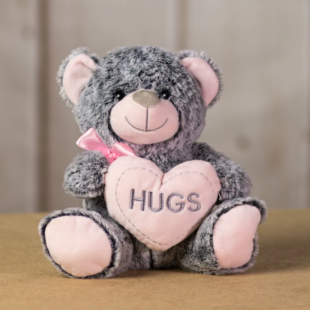 Hugs Frosty Gray Fur Teddy Bear for Valentine's Day from Annaville Florist