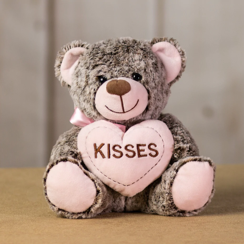 Kisses Frosty Brown Fur Teddy Bear for Valentine's Day from Annaville Florist