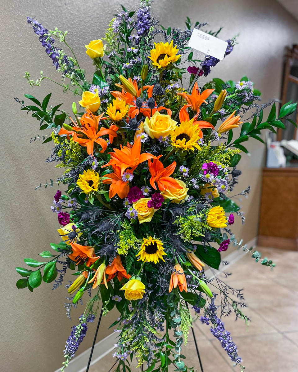Mixed Spring Funeral Spray from Annaville Florist