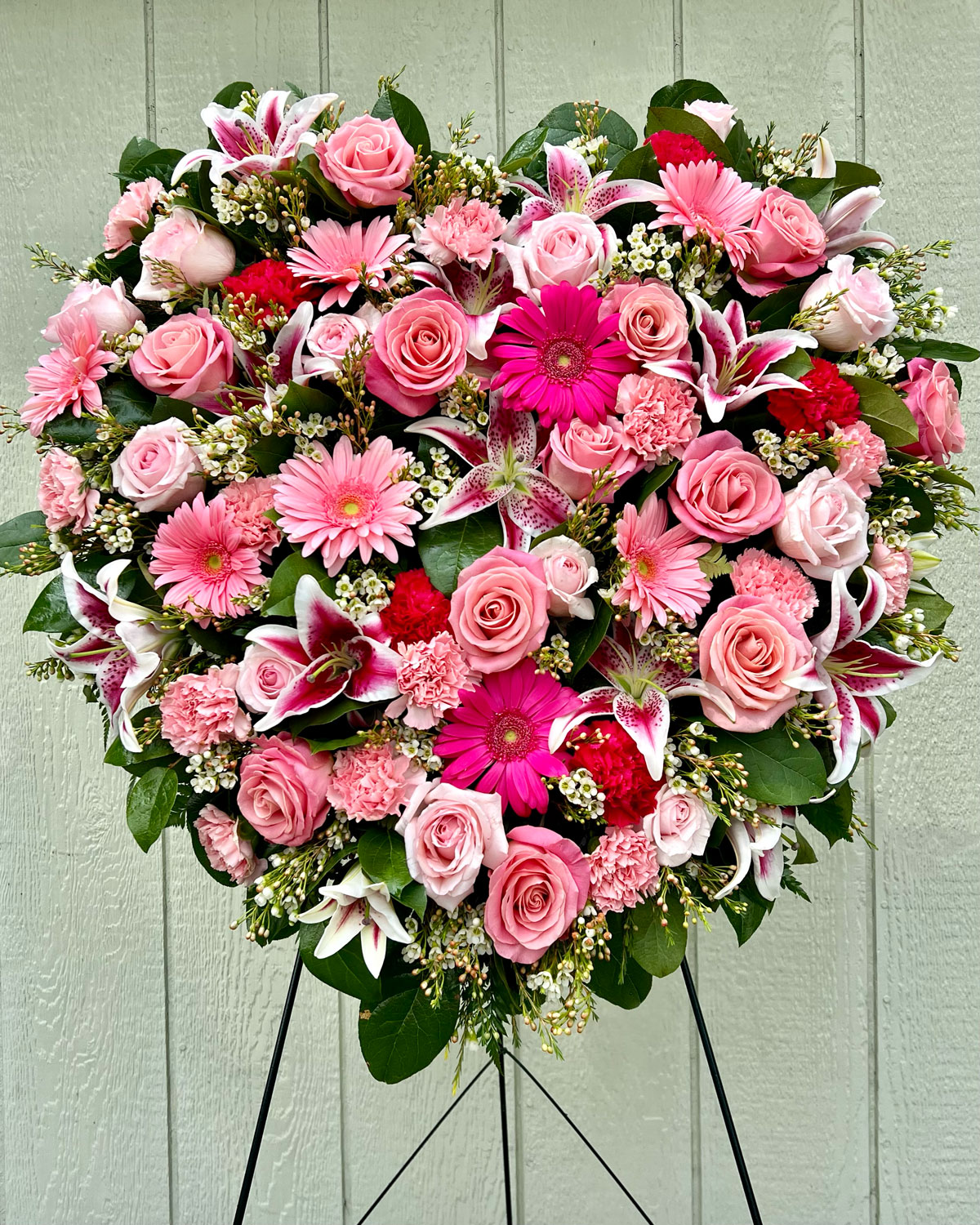 Heart Funeral Spray from Annaville Florist - Solid Pink