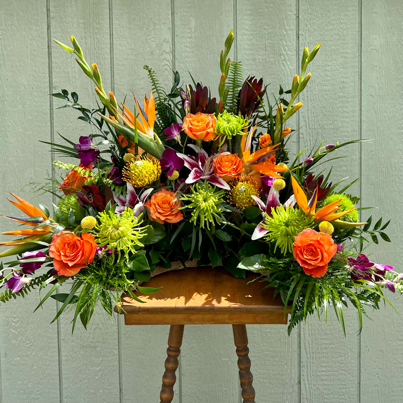 Annaville Florist Funeral Urn Arrangement - Tropical Flowers