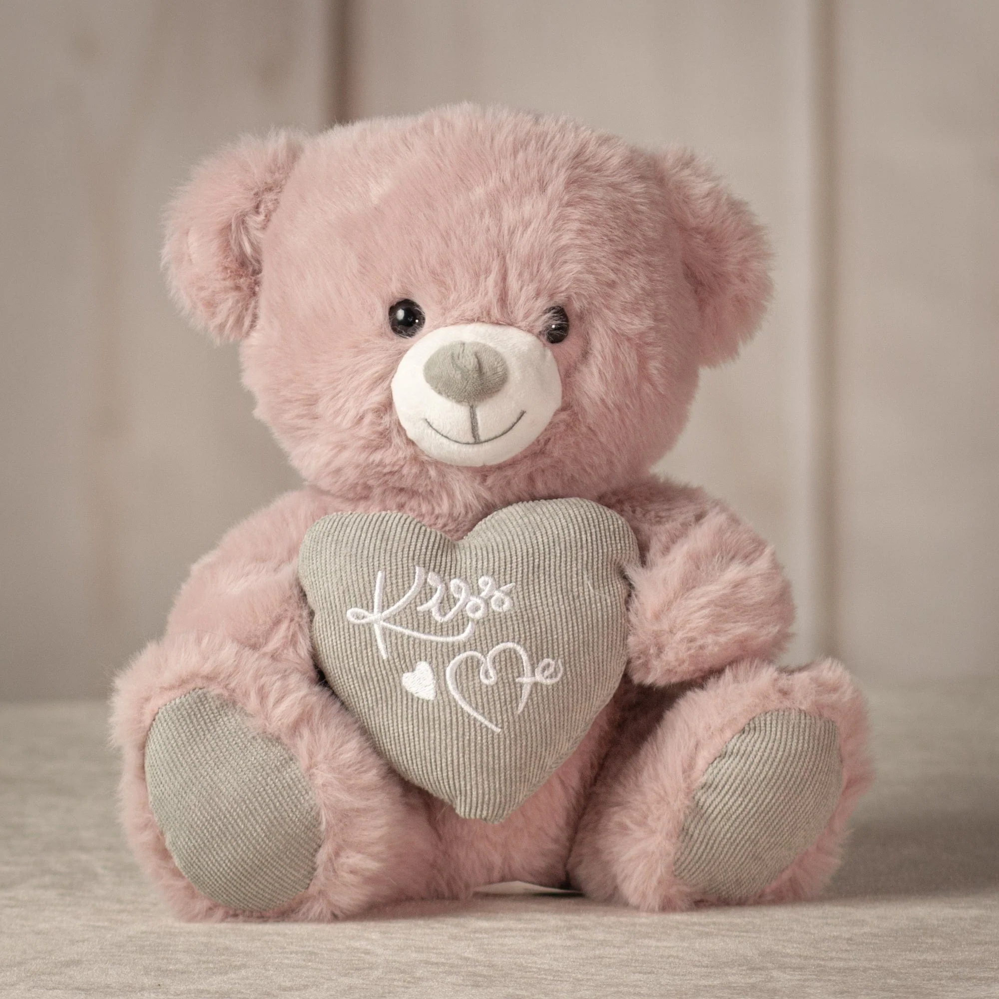 Blush Pink Valentine Bear with Kiss Me Heart from Annaville Florist