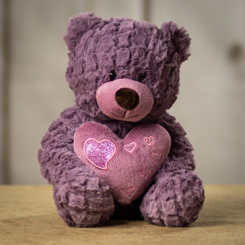 Purple Valentine Bear with heart for Valentine's Day from Annaville Florist