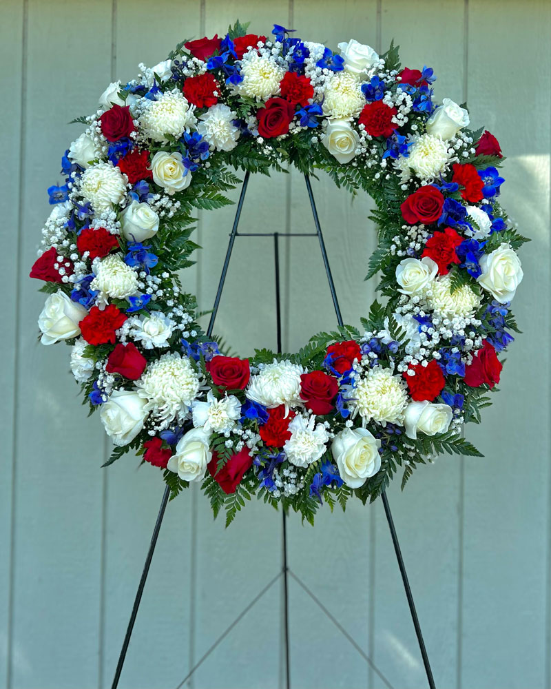 Patriotic Funeral Wreath with Red, White and Blue in Corpus Christi, Texas