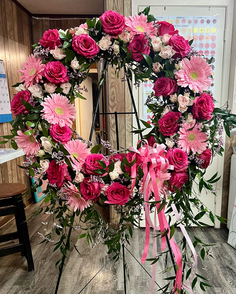 Shades of Pink Funeral Wreath from Annaville Florist