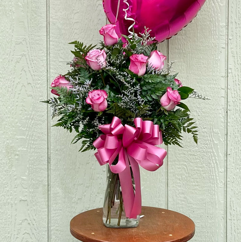 Valentine's Day Hot Pink Dozen Roses from Annaville Florist in Corpus Christi, Texas