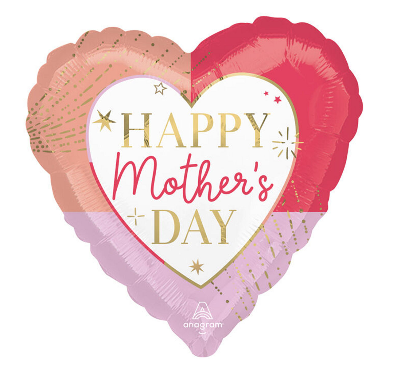 28-HMD-large-heart-border-pinks-nonSQ Happy Mother's Day Balloon for sale with your bouquet of flowers