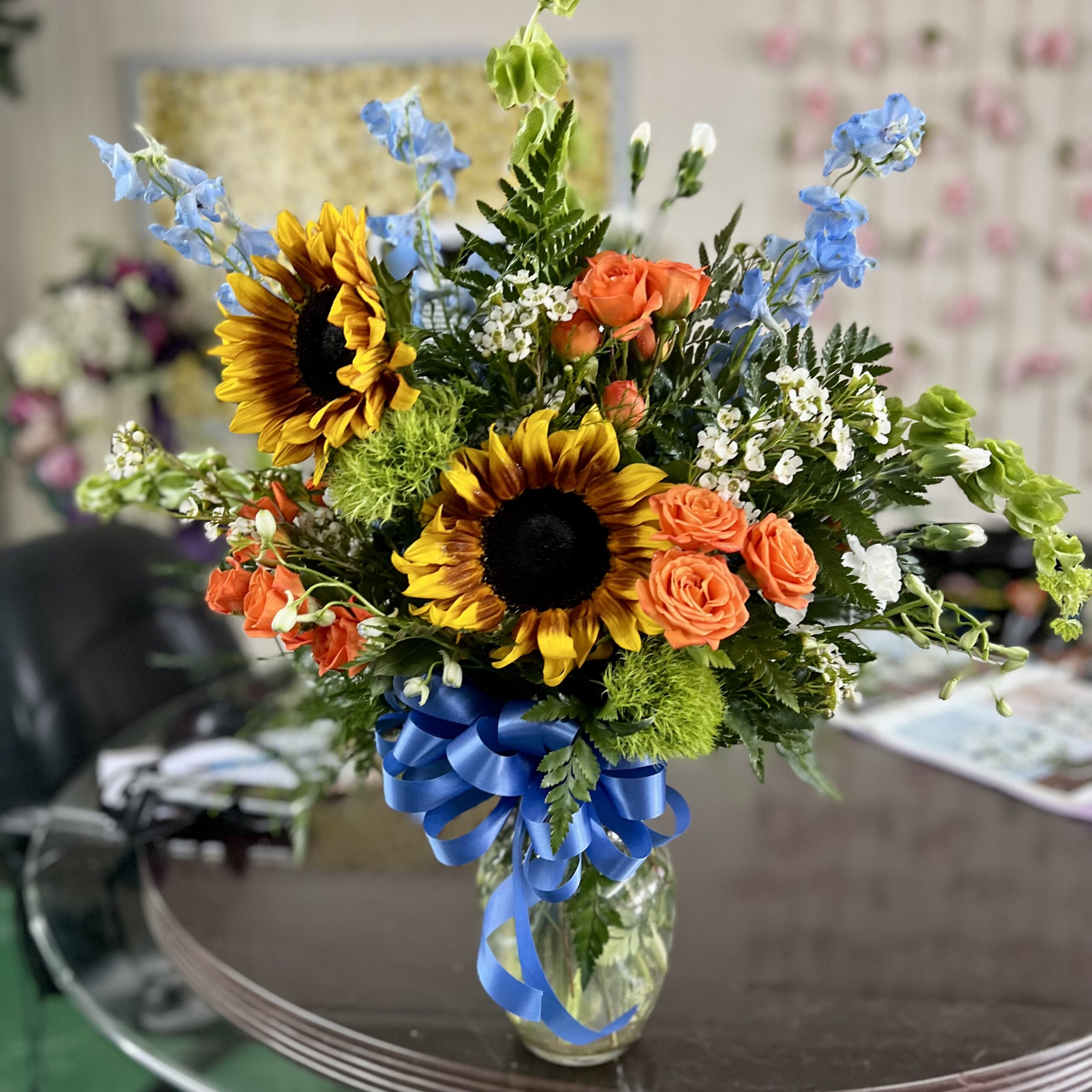 Sunflower-Mix Bright Mixed Arrangement with Sunflowers for Mother's Day