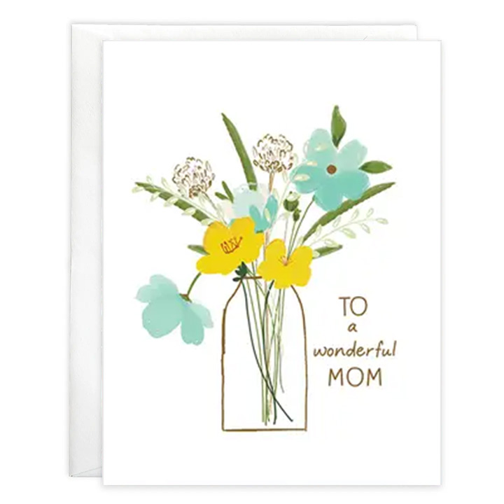 mothers-day-card_wonderful-mom Mother's Day Greeting Card - Yellow Vase